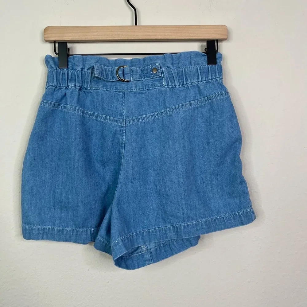 BDG Urban Outfitters Women’s Blue Paperbag High Waisted Shorts Size 4 Pleated - Picture 7 of 10